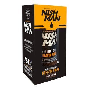 Пудра для маскування залисин Keratin Fiber темно-коричнева Nishman 21 мл 10703006 фото